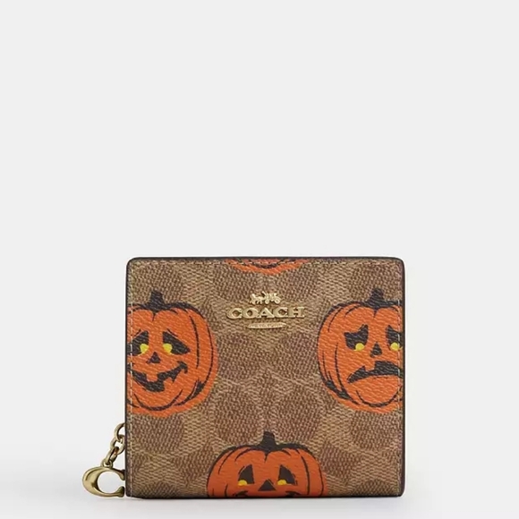 Coach Snap Wallet In Signature Canvas With Halloween Print - Picture 1 of 7